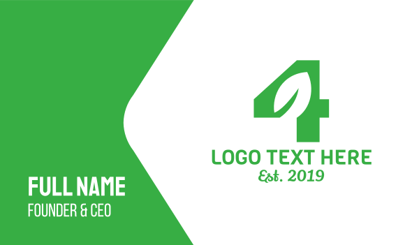 Green Leaf Number 4 Business Card Design Image Preview