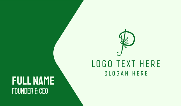 Natural Elegant Letter P Business Card Design Image Preview
