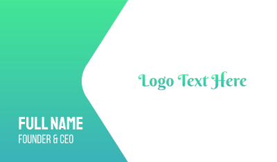 Turquoise Cursive Text Font Business Card
