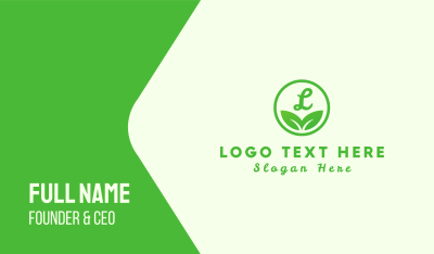 Green Leaf Lettermark Business Card Image Preview