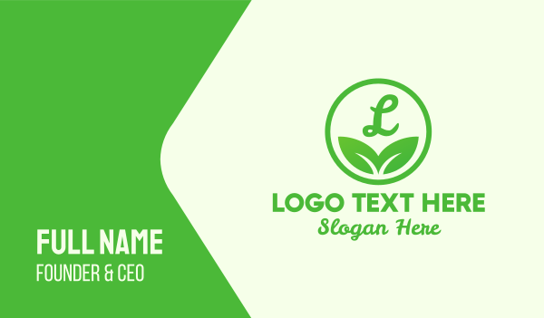 Green Leaf Lettermark Business Card Design