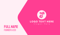 Pink Funky Letter T Business Card Design