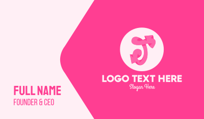 Pink Funky Letter T Business Card