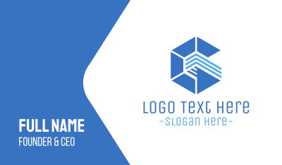 Abstract Blue Hexagon Business Card