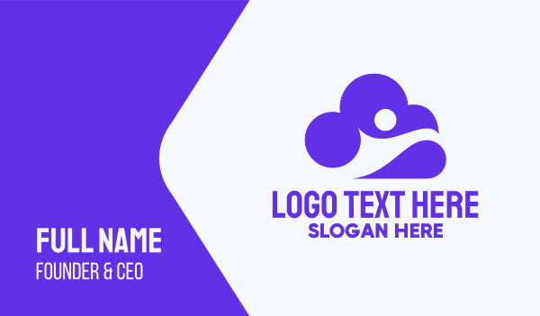 Violet Human & Cloud Business Card Design Image Preview