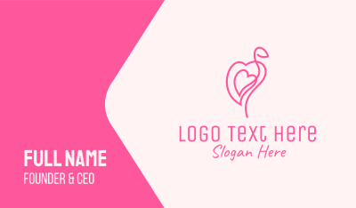 Pink Flamingo Heart Business Card Image Preview