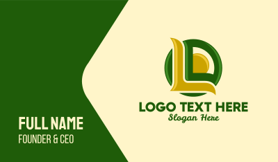 Green & Yellow Natural Letter L  Business Card