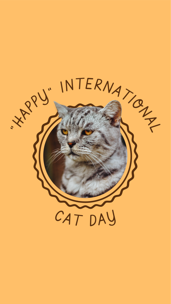 "Happy" Int'l Cat Day Facebook Story Design Image Preview