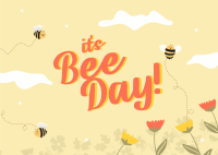 Happy Bee Day Garden Postcard Image Preview
