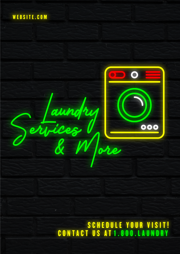 Neon Laundry Shop Poster Design Image Preview