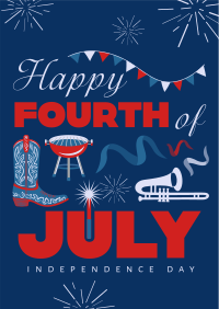 4th of July Illustration Flyer Design