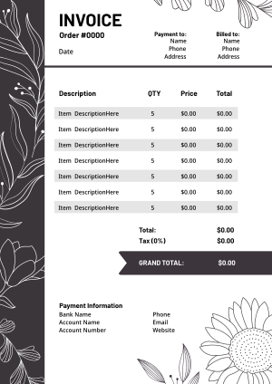 Sophisticated Floral Invoice Image Preview