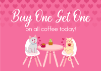 Pet Cafe Valentine Postcard Image Preview