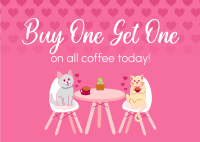 Pet Cafe Valentine Postcard Design