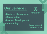 Sleek Services Offered Postcard Design