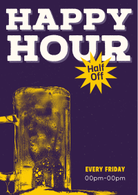 Retro Happy Hour Poster Design