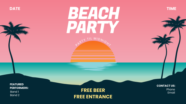 Beach Party Facebook Event Cover Design Image Preview