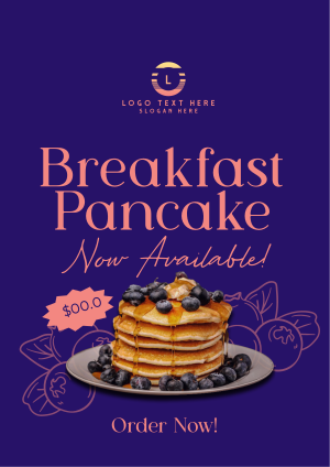 Breakfast Blueberry Pancake Flyer Image Preview