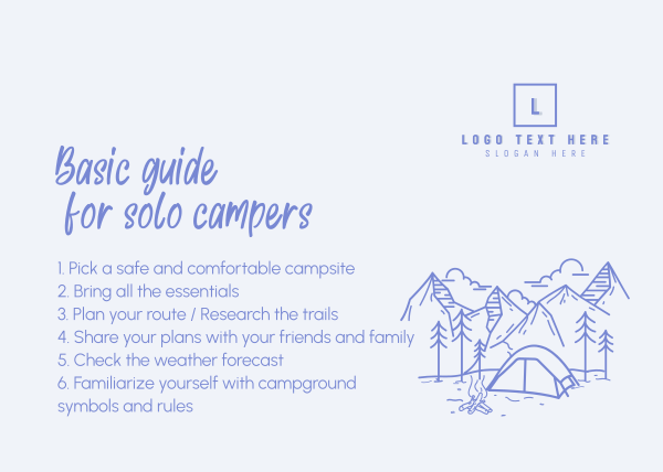 Guide for Solo Campers Postcard Design Image Preview