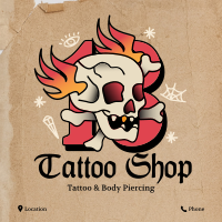 Traditional Skull Tattoo Instagram Post Design