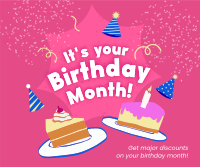 It's your Birthday Month Facebook Post Design