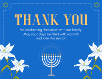 Hanukkah Lilies Thank You Card Image Preview