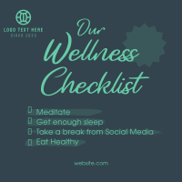 Wellness Checklist Instagram Post Design