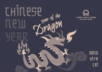 Playful Chinese Dragon Postcard Design