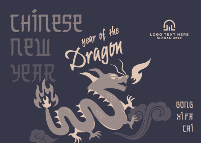 Playful Chinese Dragon Postcard Image Preview