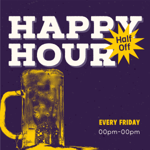 Retro Happy Hour Instagram post Image Preview