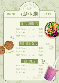 Monoline Vegan Pattern Menu Design