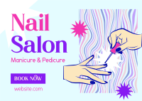 Groovy Nail Salon Postcard Design