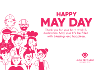 Happy May Day Workers Postcard Image Preview