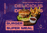 Special Burger Meal Postcard Image Preview