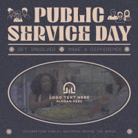 Retro Minimalist Public Service Day Linkedin Post Image Preview