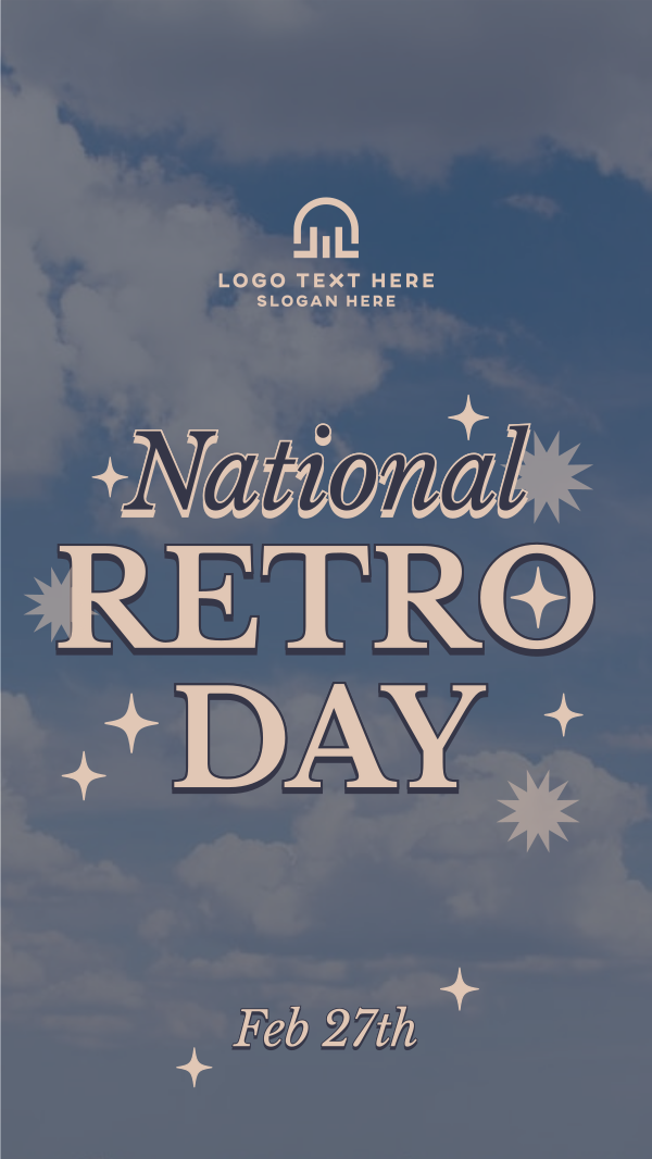 National Retro Day Clouds Facebook Story Design