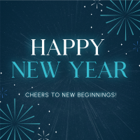 Fireworks New Year Greeting Linkedin Post Design