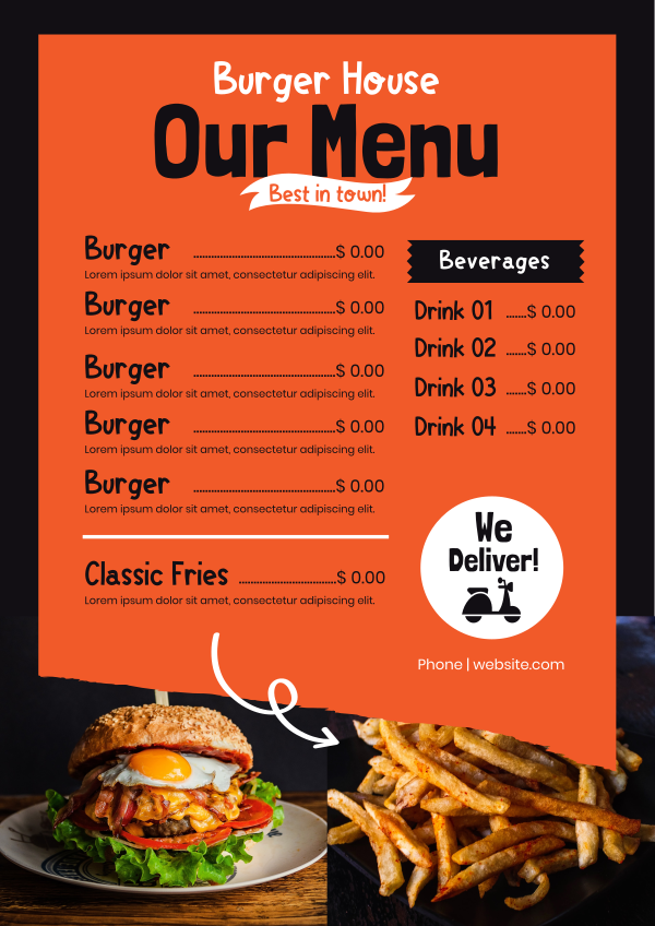 Burger House Menu Design Image Preview