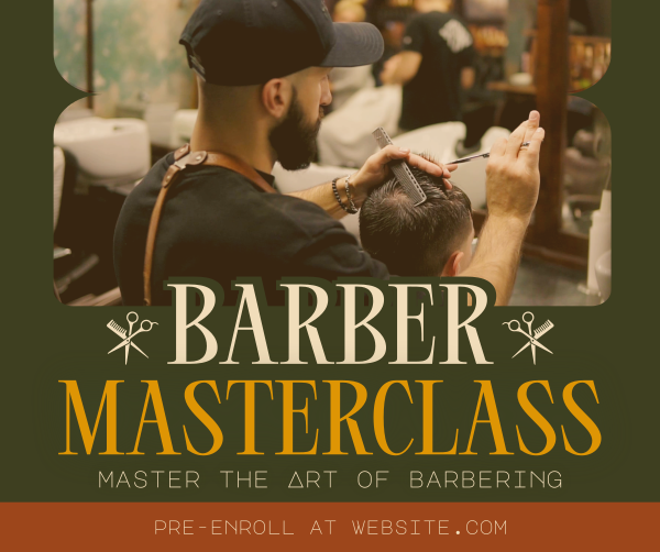 Retro Barber Masterclass Facebook Post Design