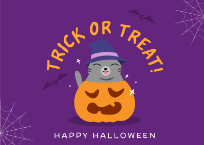 Halloween Cat Postcard Image Preview