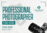 Photographer For Hire Postcard Design