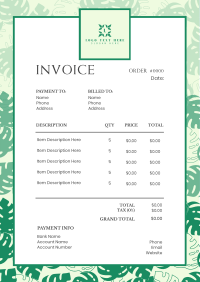 Monstera Leaves Invoice Design