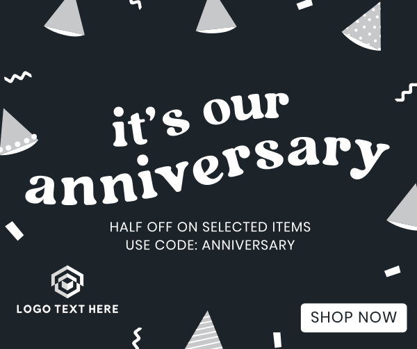 Anniversary Party Hats Facebook Post Design