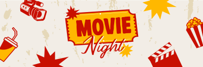 Retro Movie Night Twitter header (cover) Image Preview