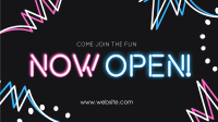 Now Open Neon Lights Facebook Event Cover Design