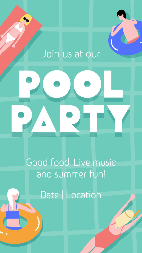 Exciting Pool Party Facebook Story Design