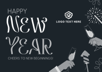 New Year Celebration Postcard Design