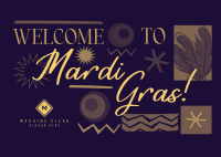 Mardi Gras Mask Welcome Postcard Image Preview