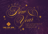 Elegant New Year Greeting Postcard Design