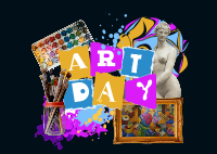 Art Day Collage Postcard Image Preview